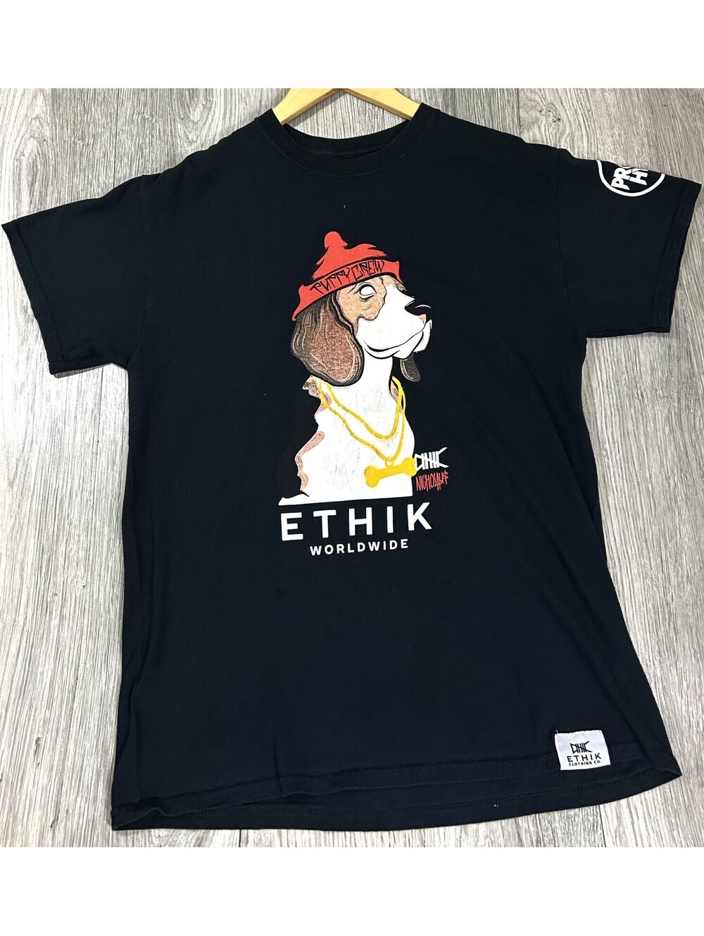 ETHIK Worldwide T-SHIRT M Puppy Crew Graphic Print Streetwear